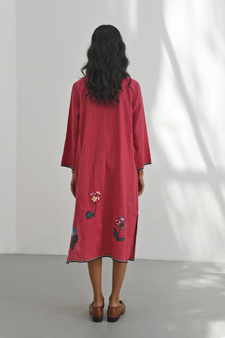 Marsala Red Crimson Embroidered Dress by Payal Pratap available on Indiaspopup.com