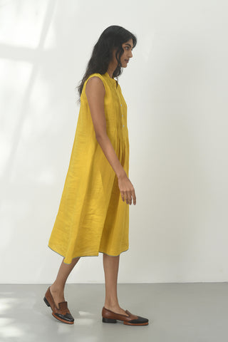 Perugia Mustard Pin-Tuck Dress by Payal Pratap available on Indiaspopup.com