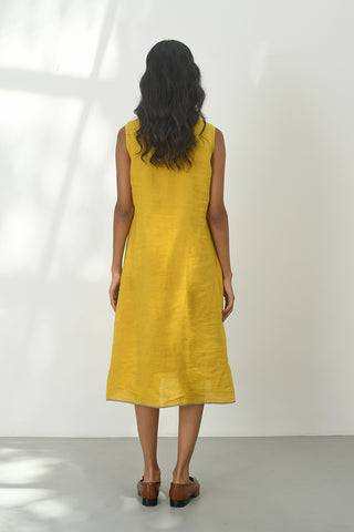 Perugia Mustard Pin-Tuck Dress by Payal Pratap available on Indiaspopup.com