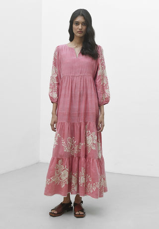 Agios pink embroidered dress