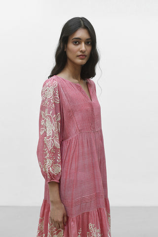 Agios pink embroidered dress