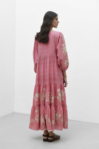 Agios pink embroidered dress