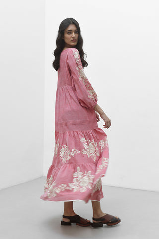 Agios pink embroidered dress