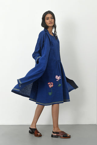 Persian Blue Gathered Dress by Payal Pratap available on Indiaspopup.com