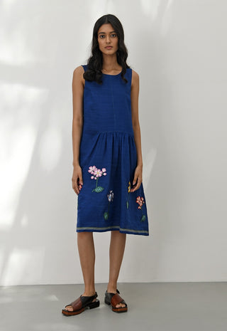 Persian Blue Gathered Dress by Payal Pratap available on Indiaspopup.com