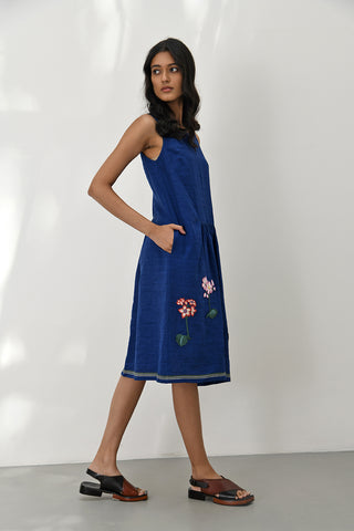 Persian Blue Gathered Dress by Payal Pratap available on Indiaspopup.com