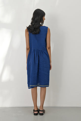 Persian Blue Gathered Dress by Payal Pratap available on Indiaspopup.com