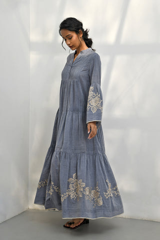 Papigo blue embroidered dress