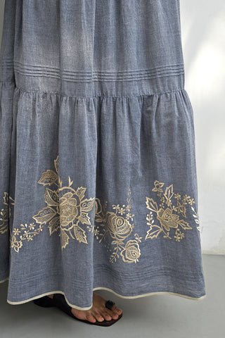 Papigo blue embroidered dress