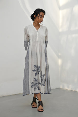 Lesvos Ivory Applique Work Tunic Dress by Payal Pratap available on Indiaspopup.com