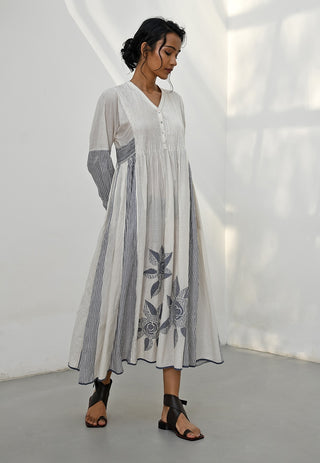 Lesvos Ivory Applique Work Tunic Dress by Payal Pratap available on Indiaspopup.com