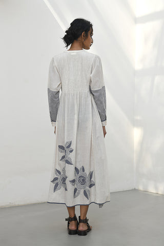 Lesvos Ivory Applique Work Tunic Dress by Payal Pratap available on Indiaspopup.com