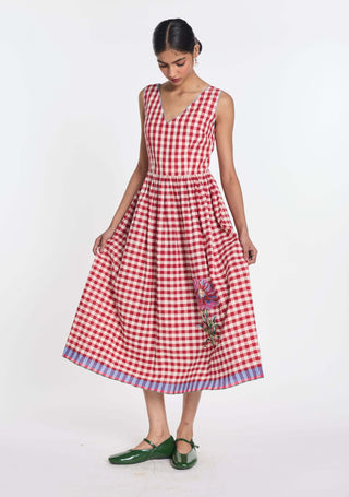 Azure red gingham dress
