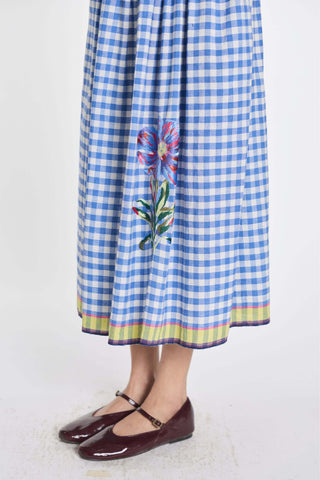 Azure blue gingham dress