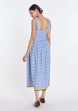 Azure blue gingham dress