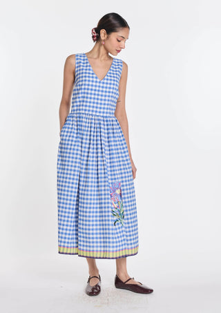 Azure blue gingham dress