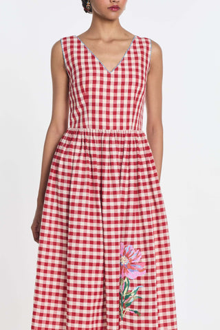 Azure red gingham dress