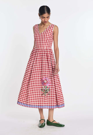 Azure red gingham dress