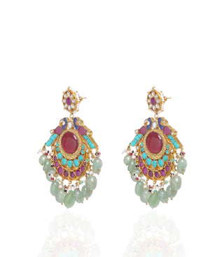 Jayaswi navratan kundan necklace set