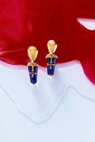 Gold lazuli sculpt earrings