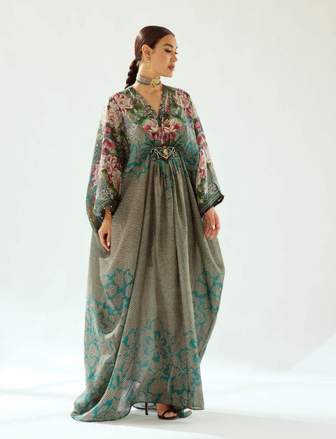 Rajdeep Ranawat-Imama Teal Kaftan-INDIASPOPUP.COM