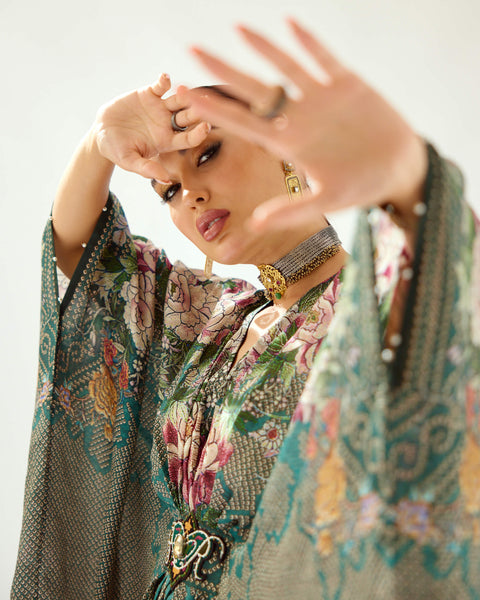 Rajdeep Ranawat-Imama Teal Kaftan-INDIASPOPUP.COM