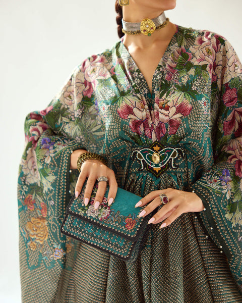 Rajdeep Ranawat-Imama Teal Kaftan-INDIASPOPUP.COM