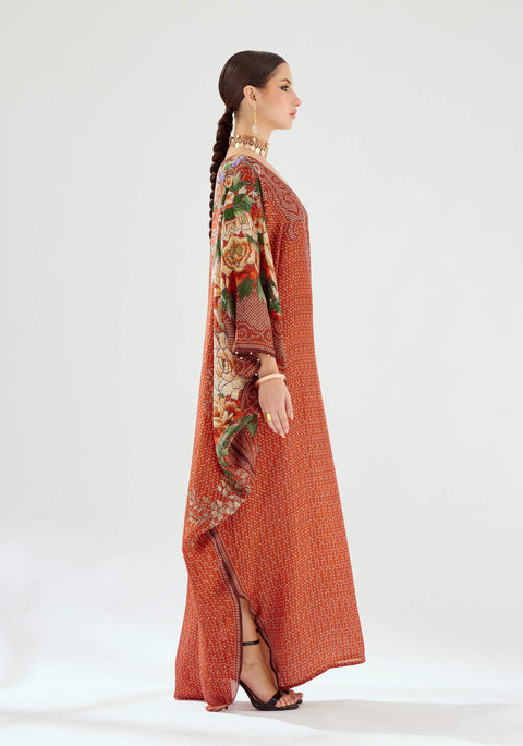 Rajdeep Ranawat-Verusha Rust Printed Kaftan-INDIASPOPUP.COM
