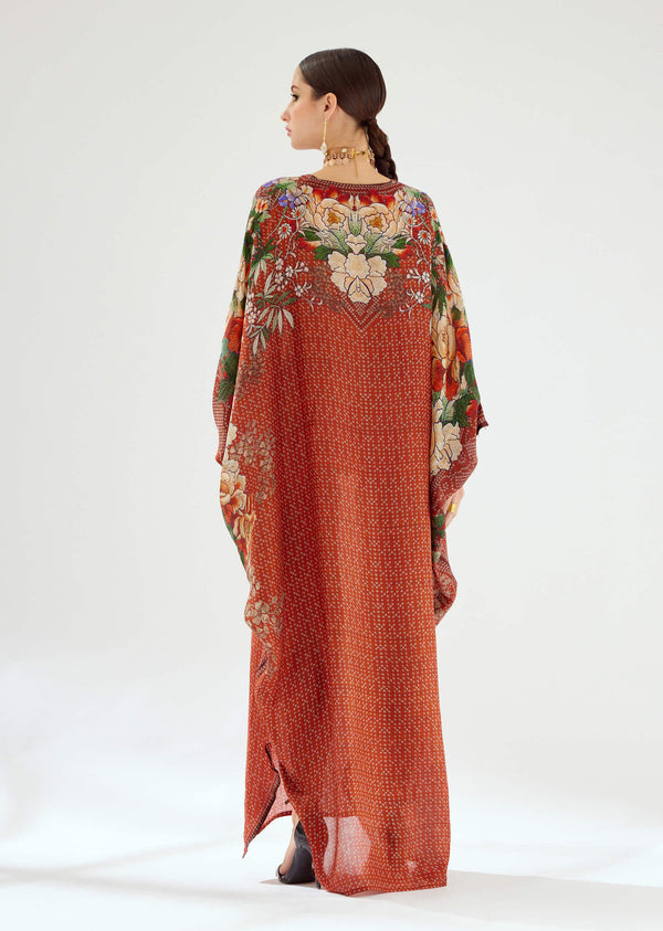 Rajdeep Ranawat-Verusha Rust Printed Kaftan-INDIASPOPUP.COM