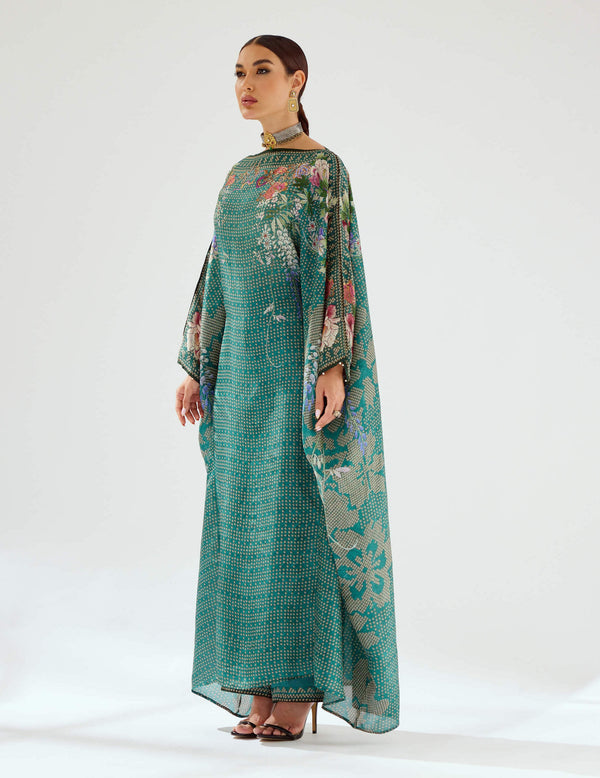 Rajdeep Ranawat-Aayat Teal Kimono Kaftan-INDIASPOPUP.COM