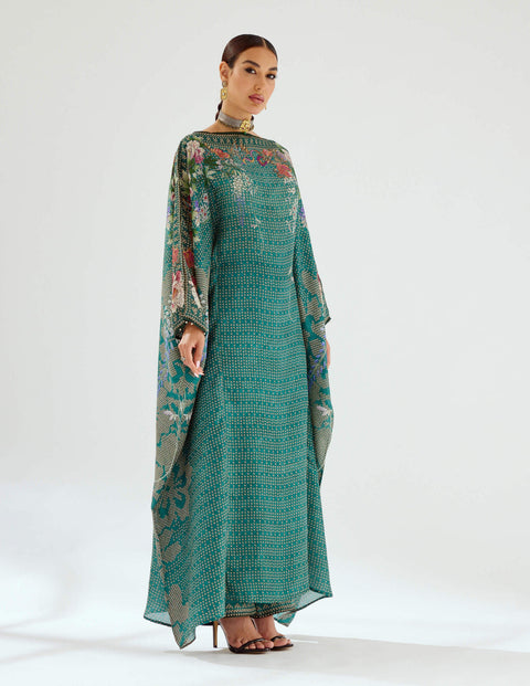 Rajdeep Ranawat-Aayat Teal Kimono Kaftan-INDIASPOPUP.COM