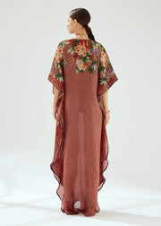 Rajdeep Ranawat-Eleni Rust Printed Kaftan-INDIASPOPUP.COM
