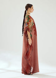 Rajdeep Ranawat-Eleni Rust Printed Kaftan-INDIASPOPUP.COM
