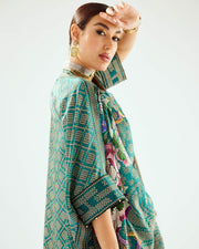 Rajdeep Ranawat-Montijo Teal Silk Tunic-INDIASPOPUP.COM