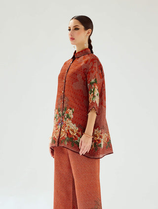 Rajdeep Ranawat-Maizah Rust Silk Shirt-INDIASPOPUP.COM