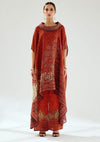 Rajdeep Ranawat-Lavanya Rust Silk Draped Tunic-INDIASPOPUP.COM