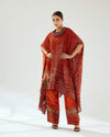 Rajdeep Ranawat-Lavanya Rust Silk Draped Tunic-INDIASPOPUP.COM