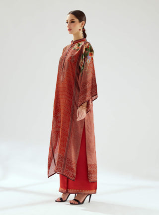 Rajdeep Ranawat-Gayatri Rust Silk Tunic-INDIASPOPUP.COM
