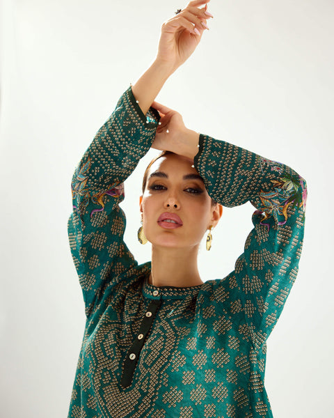 Rajdeep Ranawat-Aafreen Teal Flared Tunic-INDIASPOPUP.COM