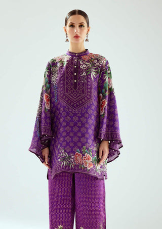Rajdeep Ranawat-Nylla Purple Printed Tunic-INDIASPOPUP.COM
