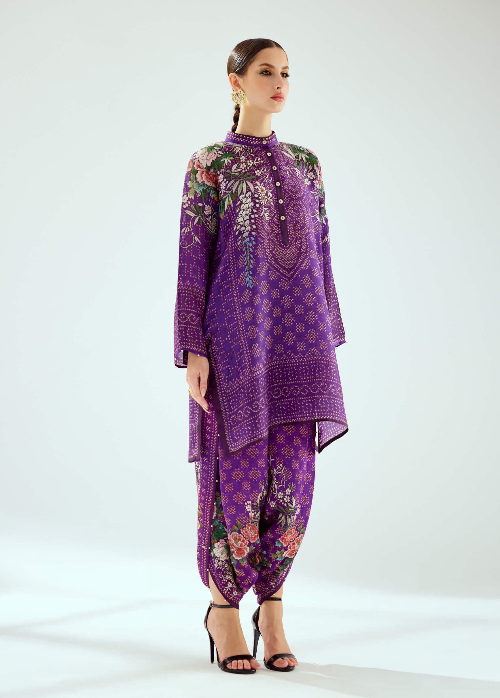 Rajdeep Ranawat Sonth Purple Printed Dhoti Pant And Tunic