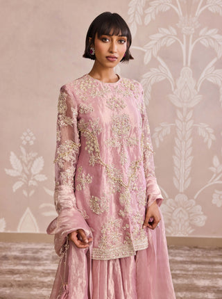 Lilac gold kurta and sharara set