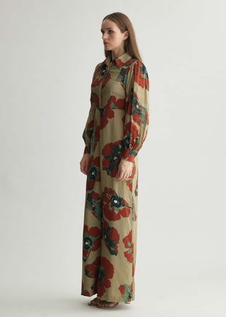 Beige, Orange And Green Floral Jumpsuit by Koai available on Indiaspopup