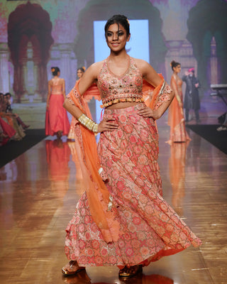 Gopi Vaid-Aanvi Coral Lehenga Set-INDIASPOPUP.COM