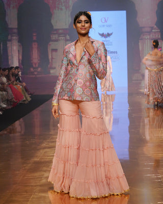 Gopi Vaid-Sheela Pink Blazer And Sharara-INDIASPOPUP.COM