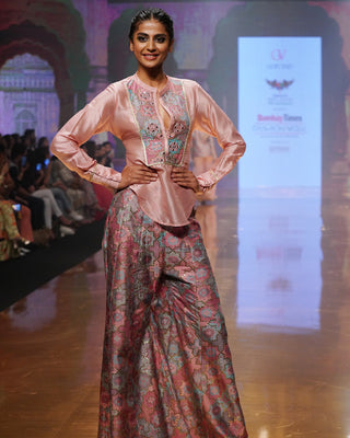 Gopi Vaid-Zeel Pink Shirt And Flared Pant-INDIASPOPUP.COM