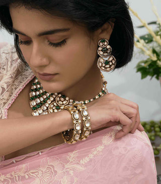 Saumya green polki necklace and earrings