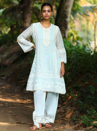 Sritha blue embroidered kurta set
