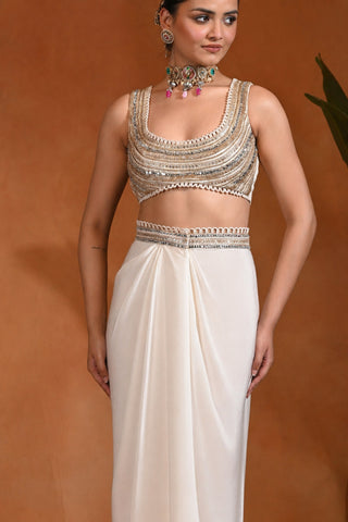Ivory drape skirt and shrug