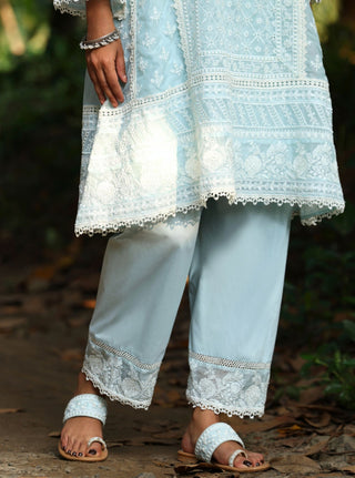 Sritha blue embroidered kurta set